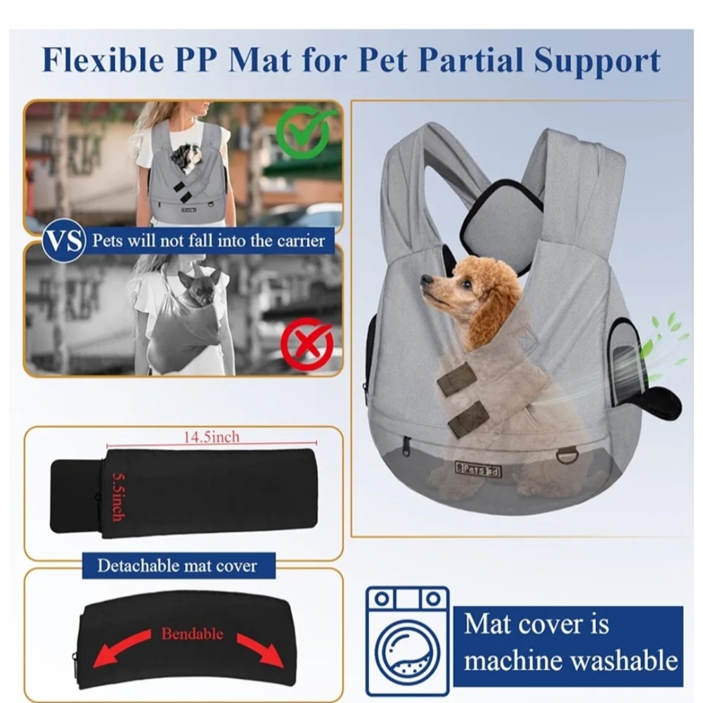 Pets Dog Carrier Sling in Gray by Abrand - Picture 3 of 7